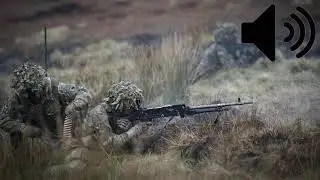 Two Multiple Purpose Machine Guns Shooting Alternately From Different Distances Sound (No Copyright)