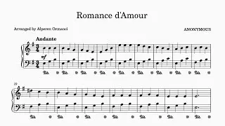 Romance d'Amour - Anonymous - Spanish Folk Tune - Piano Sheets (Romance de España)