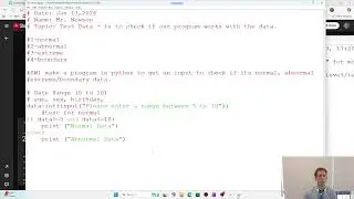 3.7 Data Validation and Test data (LIVE coding) - Cambridge Computer Science 9618