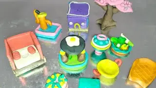 DIY How to make polymer clay miniature house primitive kitchen set hand pump Tree|| clay doh ideas