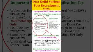 DDA Exam Date 2023  DDA Salary, Form Details By Harsh Sir #ssctrueadda #youtubeshorts #trending