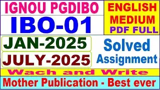 pgdibo IBO 01 solved assignment 2025 || ibo 01 solved assignment 2025 in English || ignou ibo01 2025