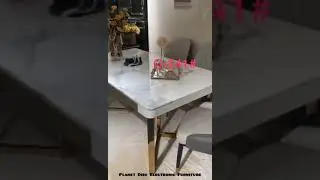 Meja Makan Marmer Kaki Stainless Gold