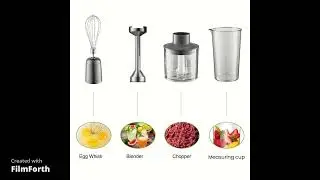 MIUI Hand Immersion Blender 1000W Powerful 4-in-1,Stainless Steel Stick Food Mixer