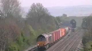 66009 and Royal skip 67005 on 6V38 through Cholsey 19/04/11