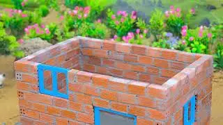 Mini red brick house: a small world made of reinforced concrete, all those who love handicrafts 