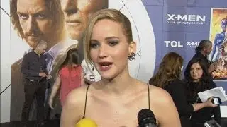 Jennifer Lawrence almost has ANOTHER fall at X-Men premiere
