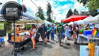 Vancouver Walk 🇨🇦 - Mount Pleasant Farmers Market (Narrated)