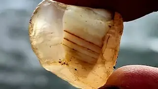 Chalcedony Crystal with Iron Bands inside!!! #rockhounding