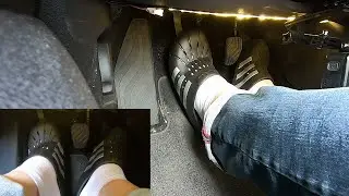 Pedal Pumping #524: Driving Renault Megane with Adidas Adilette Clog with Socks.