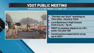 VDOT Public Meeting on I-81 Improvements Between 143 and 150