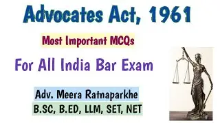 Important MCQs on Advocates Act, 1961 Channel Name - Supremo Classes