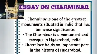 Essay on Charminar in English| Monuments in India Essay| 10 Lines on Charminar| SSFVISION