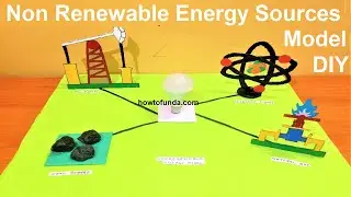 non renewable energy sources model making using card board | science project | howtofunda