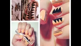 Fashion inspired nail design #1 - coral & black - Natalie's Creations