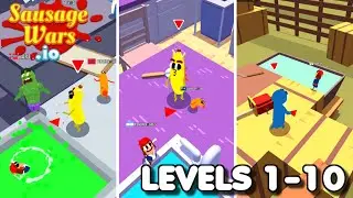 Sausage Wars.io: An Epic Sausage Fight for the Win &ndash; Levels 1-10 | Gameplay #1 (Android & iOS Game)