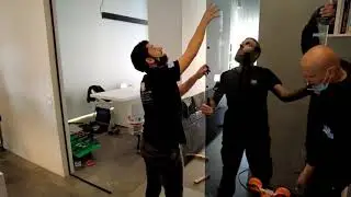 Γυάλινο φιμέ διαχωριστικό εσωτερικού  χώρου και πόρτα