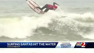 Surfing Santas brave cold on Christmas Eve for annual Cocoa Beach event