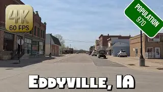 Driving Around Small Town Eddyville, IA in 4k Video