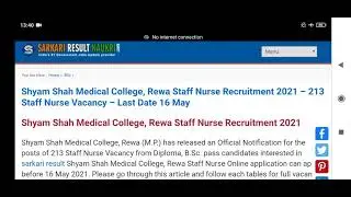 Shyam Shah Medical College, Rewa Staff Nurse Recruitment 2021 &ndash; 213 Staff Nurse Vacancy | Details