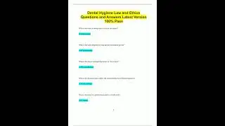 Dental Hygiene Law and Ethics Questions and Answers Latest Version 100 Pass543