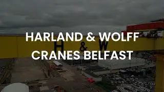 Harland and Wolff Cranes Belfast - Aerial Stock Footage - 4K - 60 Frames Per Second