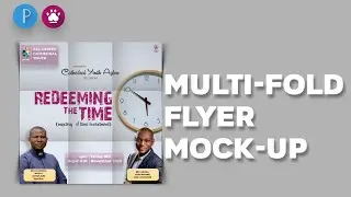 Multiple fold flyer mockup using Pixellab