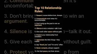 Top 10 Relationship Rules | Psychology Facts | Love Advice #shorts