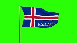 Iceland Flag With Title Waving In The Wind. Looping Sun Rises Style. Animation L Stock Animation