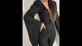 Fashion Sequins Party Jumpsuits Low Cut Long Pants Overalls Suit