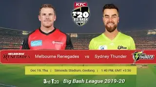 MELBOURNE RENEGADES vs SYDNEY THUNDER ! 3RD BBL09 MATCH ! CRICKET 19 GAMEPLAY