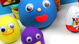 GIANT Easter Surprise Eggs Kinder Cars 2 Play Doh Angry Birds Disney Toys Marvel Avengers