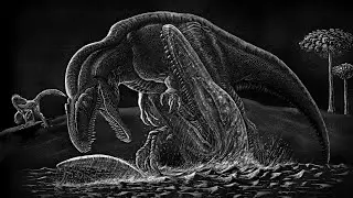 Kronosaurus attacking Acrocanthosaurus - RAPTOR RED Book Scene Illustration (Time-lapse)