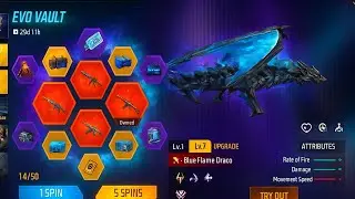 NEW EVO VAULT EVENT FREE FIRE | BLUE FLAME DRACO AK RETURN SPIN TRICK 