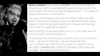 Interview/ Adam Lambert 