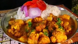ASMR Aalu Gobhi Mix Veg , Rice and Salads Eating, Satisfying Sound, Village Food 