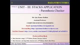 Stack Application: Parenthesis Checker Program
