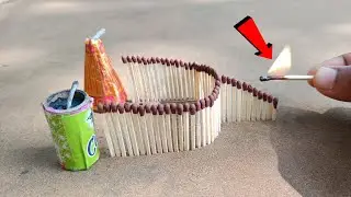 new DOUBLE Crackers experiment//matchstick chain reaction domino experiment