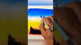 Poster colour painting nature easy/sunset painting#art#acrylicscenery#painting#artclass