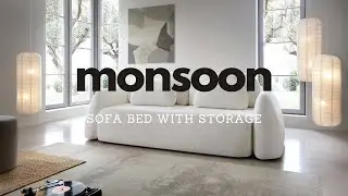 Monsoon Sofa Bed with Storage - now available in Canada #spacesavingfurniture #sofabed #sofa