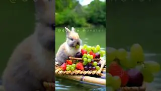 Bunny on a Boat: A Fruity Feast! #cute #rabbit #eating #Strawberries #fruit #bunny #cuteanimal
