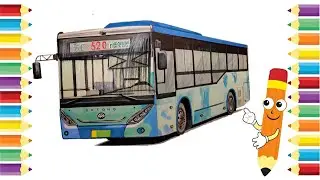 How to Draw and Color a City Bus Step by Step  Realistic Bus Drawing Tutorial