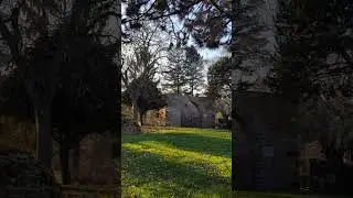 #ruins #old #stone #tower #castle #church #beautiful #sunlight with #colorful #leaves #indiansummer