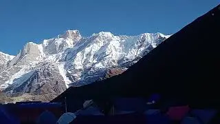 Morning view from Kedarnath Glacier from lower camp | Full snow 🌨️❄️❄️🥶🥶🥶 |
