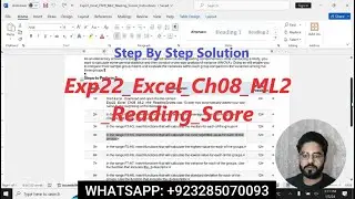 Exp22 Excel Chapter 8 ML2 Reading Scores | One-Way ANOVA MID Level Assessment | Statistical Analysis