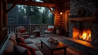 Forest Cabin at Night | Fireplace & Crickets Ambience