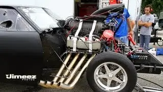 BRAD BERKSHIRE WARMS UP HIS '73 MUSTANG 526CI 14-71 ROOTS BLOWER HEMI
