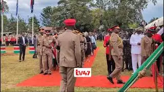 The carriage bearing General Francis Ogolla's body arrives at Senator Obama Kogelo Primary School.