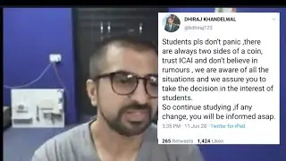 CA EXAMS JULY 2020 POSTPONED CONFIRMATION | ICAI COUNCIL MEMBER TWEET ON CA EXAMS POSTPONED, ICAI