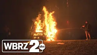 Family, friends of fallen Iberville Deputy light Christmas Eve bonfire in his honor